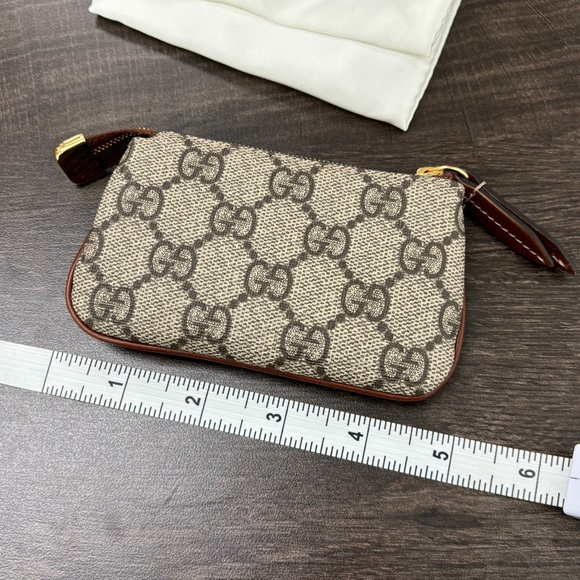 Gucci Ophidia GG Supreme Key Pouch Gold Hardware Zipper Canvas Leather Card Case - Picture 11 of 14